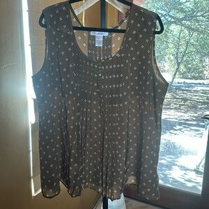 Roaman's Chocolate Brown Pleated Tank Top Size 22W